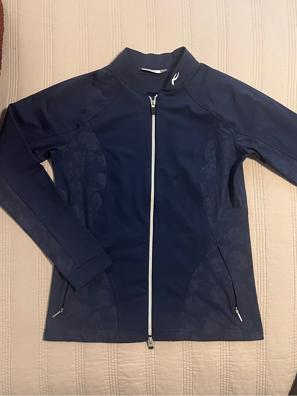 KJUS Women’s Navy Zip-Front Utility Jacket Golf Outdoor Activewear Floral